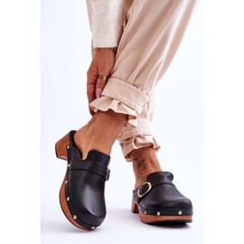 FI1 Papuci de piele de damă Saboți Fanett negri negru 2