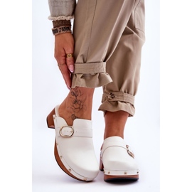 FI1 Papuci de piele de damă Saboți Fanett alb 1