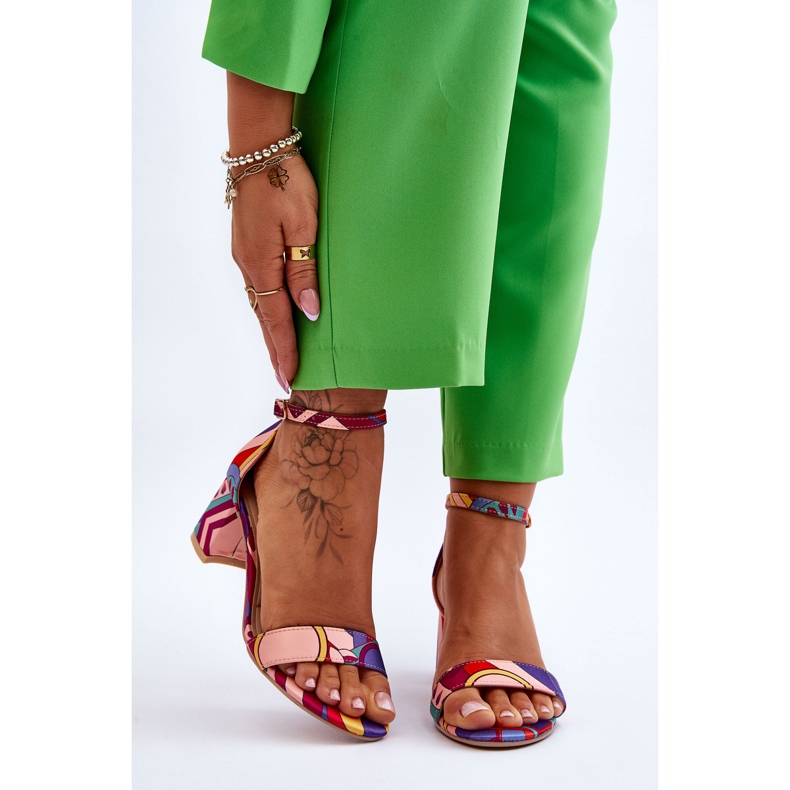 FB1 Sandale din satin cu model Quincy violet și roz 1