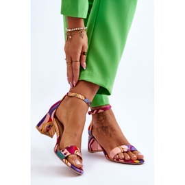 FB1 Sandale din satin cu model Quincy violet și roz 2