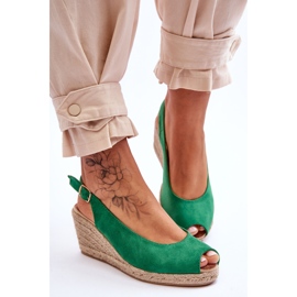 FB1 Sandale cu pană Elsie din piele intoarsa verzi verde 2 FB1 Sandale cu pană Elsie din piele intoarsa verzi verde 2