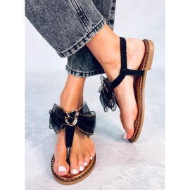 Seastar Farina Șlapi cu fundă neagră negru 1