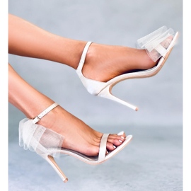 Seastar Laurence Sandale bej cu fundă cu toc stiletto 1