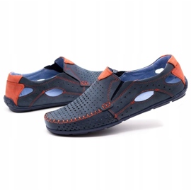 Olivier Pantofi de vara barbati, mocasini 901, bleumarin si rosu albastru 3