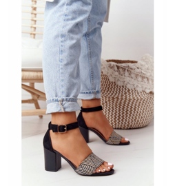 EVE Sandale de lună de miere negre cu împletit pe o bară negru 3