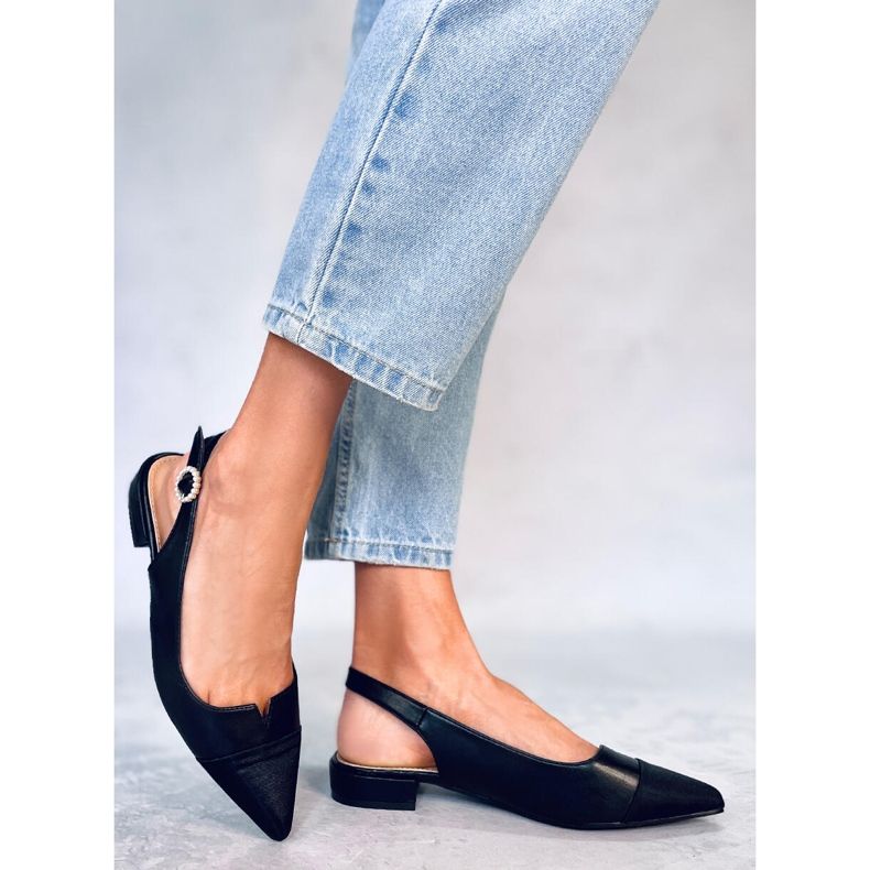 Seastar Balerini cu toc deschis de la Sanaz Black negru 1