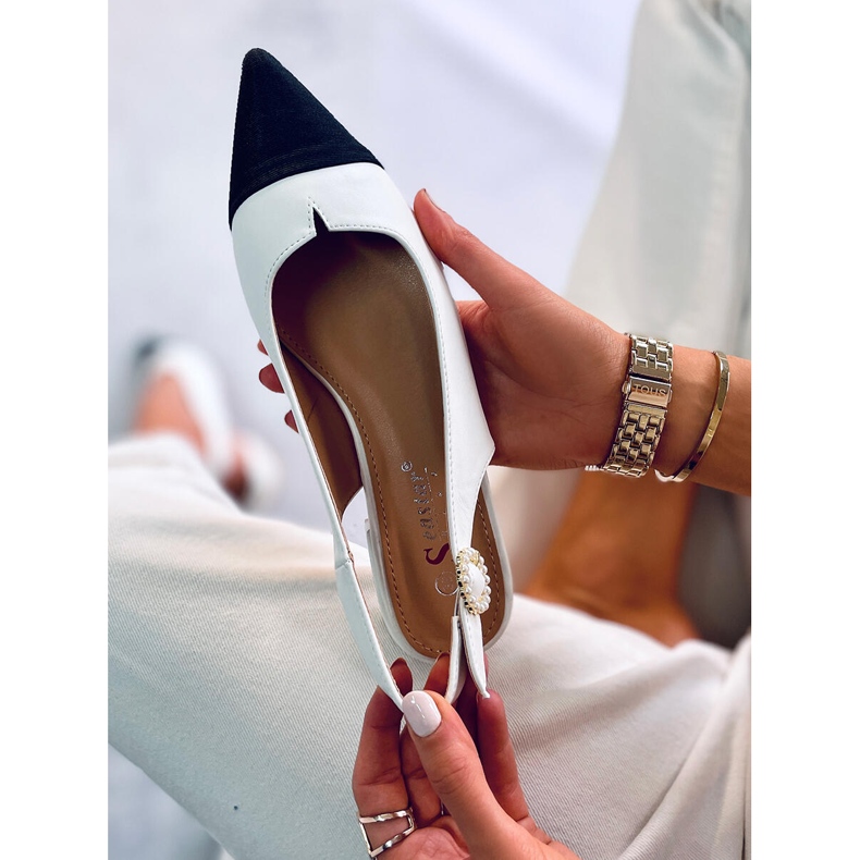 Seastar Sandale cu toc deschis de la Sanaz White alb 2