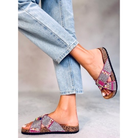 PA1 Tobogane din plută cu margele Rezai Fuchsia roz 1