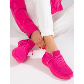 Pantofi sport dama din material textil Shelovet fucsia roz 1 Pantofi sport dama din material textil Shelovet fucsia roz 1