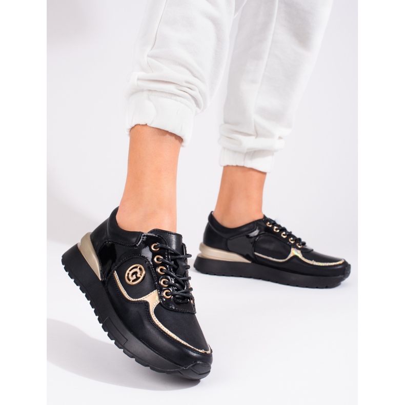 Seakers piele de dama Shelovet neagra negru 1