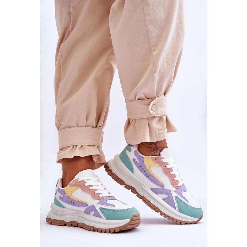 FI1 Pantofi sport cu platformă la modă pentru damă, georgette multicolore 2