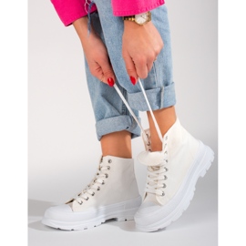 Tenisi de damă înalți albi Shelovet din material textil 1