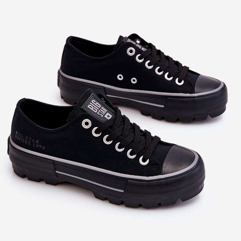 Adidași cu platformă din material Big Star LL274149 Negri negru 1