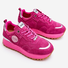 Pantofi sport cu platformă din piele intoarsa pentru dama GOE LL2N4002 Fucsia roz 1