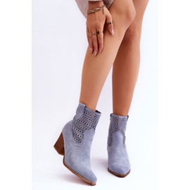 FB1 Cizme de cowboy din piele intoarsa de dama albastru deschis Norvella 1