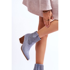 FB1 Cizme de cowboy din piele intoarsa de dama albastru deschis Norvella 2