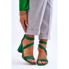 FB2 Sandale de damă din piele intoarsa cu toc inalt Green Lanes verde 1