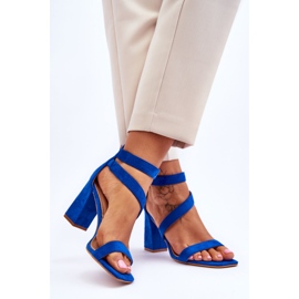 Sandale de damă din piele intoarsa cu toc inalt Blue Lanes albastru 2