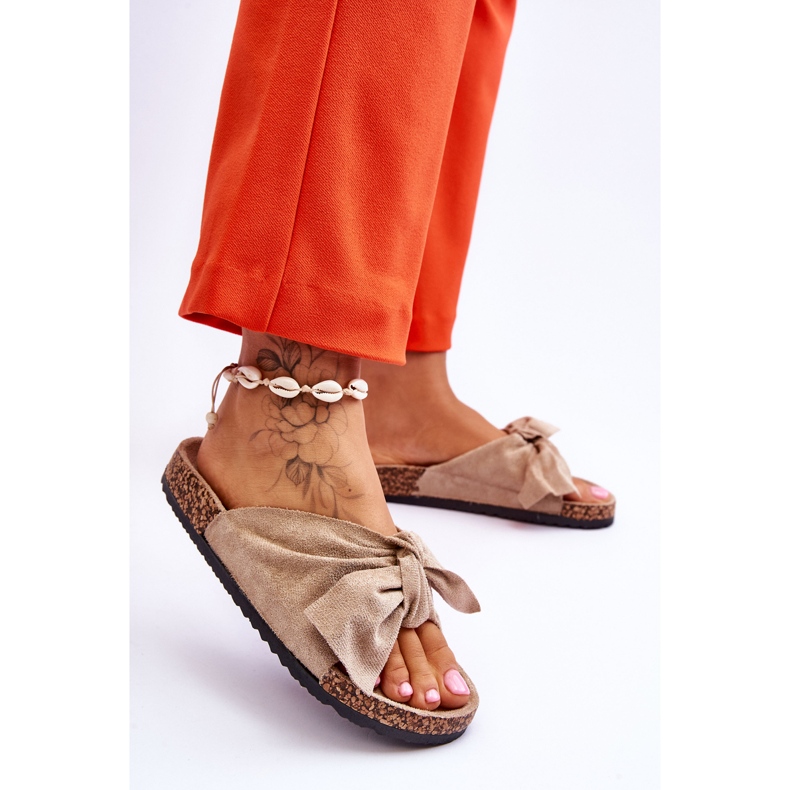 PS1 Papuci Wendy Beige Inchis din Pluta bej 2