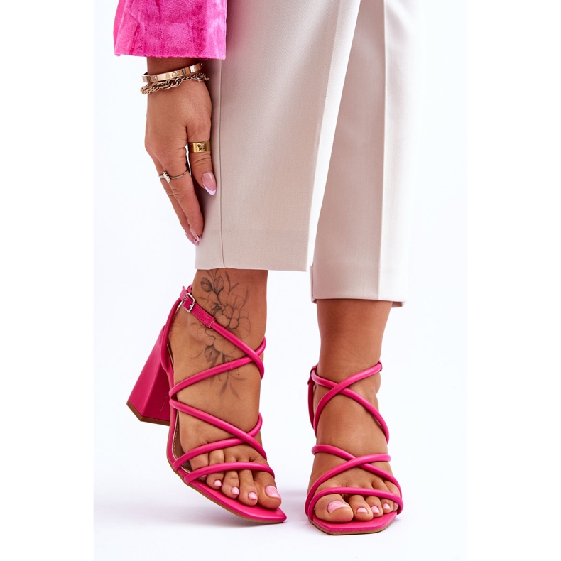 FJ1 Sandale clasice cu toc înalt Fuchsia Lucetta roz 1