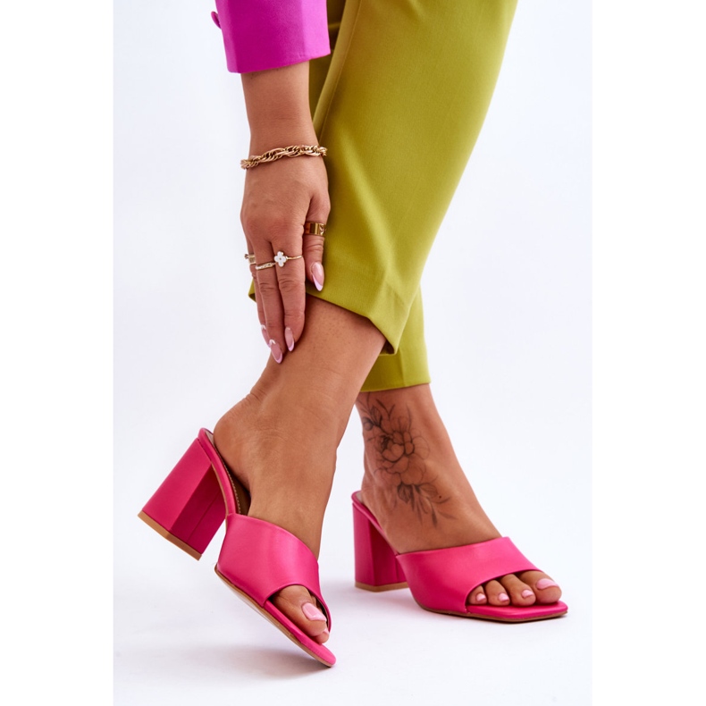 FJ1 Papuci Clasici Piele Dama Fuchsia Loara roz 2