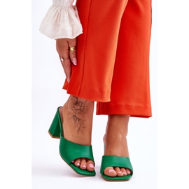 Papuci clasici din piele verde Loara de dama 1