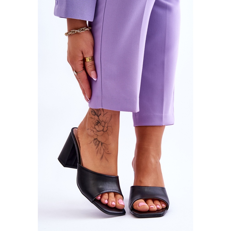 Papuci de piele clasici de dama Loara neagra negru 1