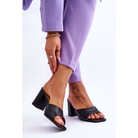 Papuci de piele clasici de dama Loara neagra negru 2