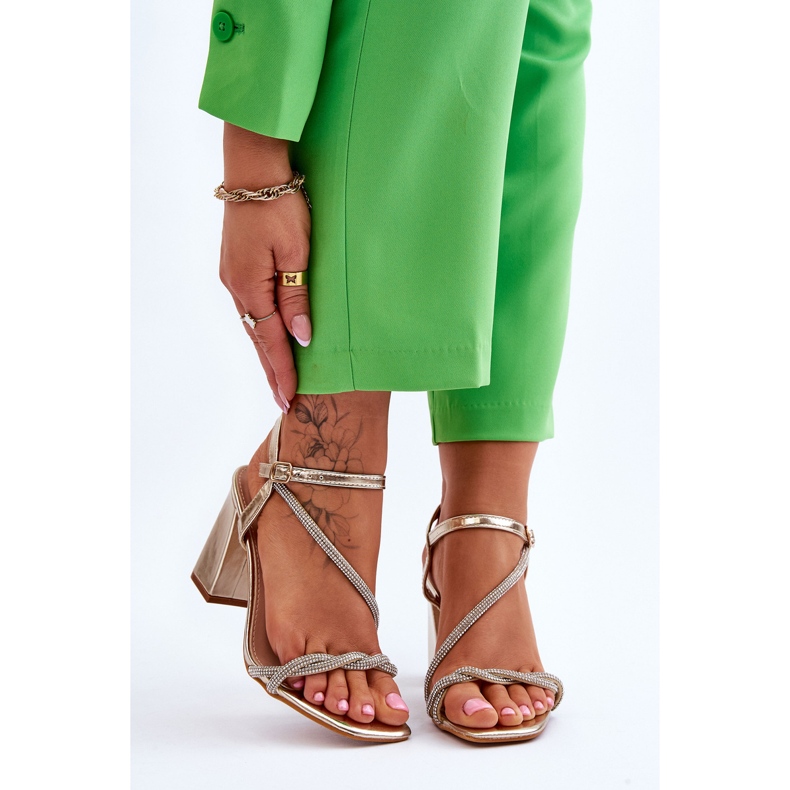 Sandale Cu Zirconi Aur Toc Carlotta de aur 1