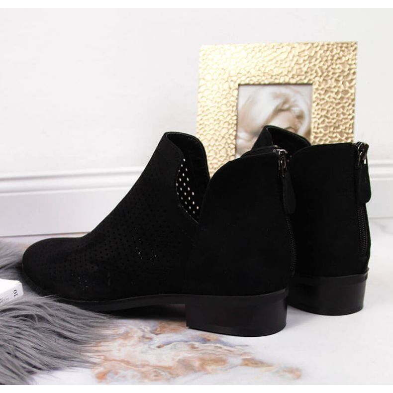 Cizme de damă ajurate din piele intoarsa neagra W Vinceza negru 2