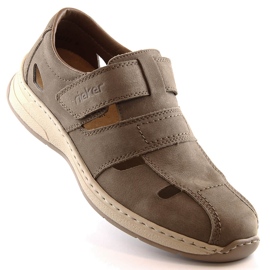 Pantofi barbati din piele de vara Rieker 14369-25 maro deschis bej 1