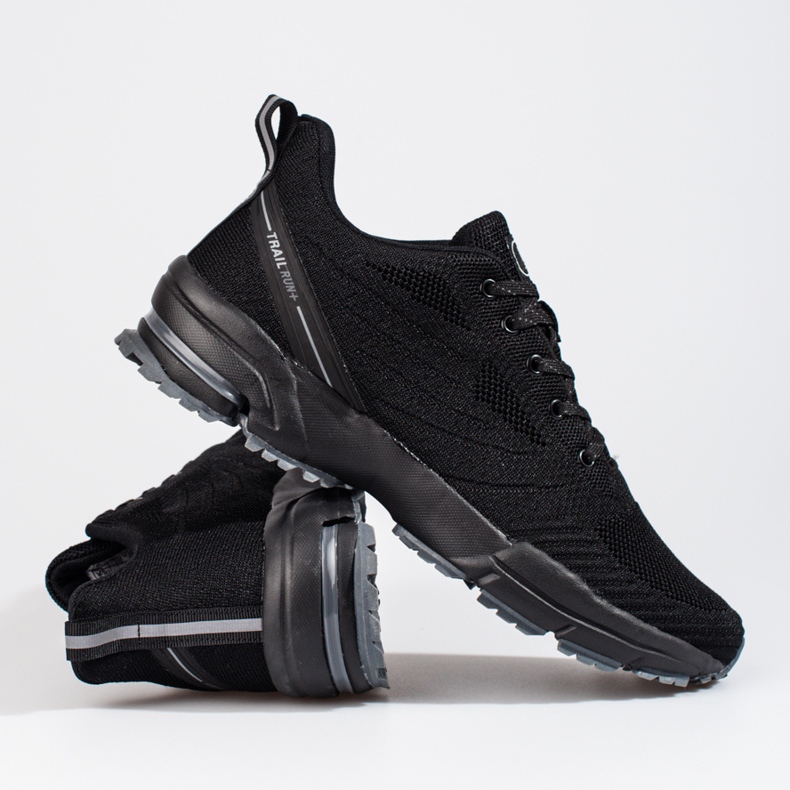 Pantofi sport negri pentru bărbați cu talpă groasă de la DK negru 1 Pantofi sport negri pentru bărbați cu talpă groasă de la DK negru 1