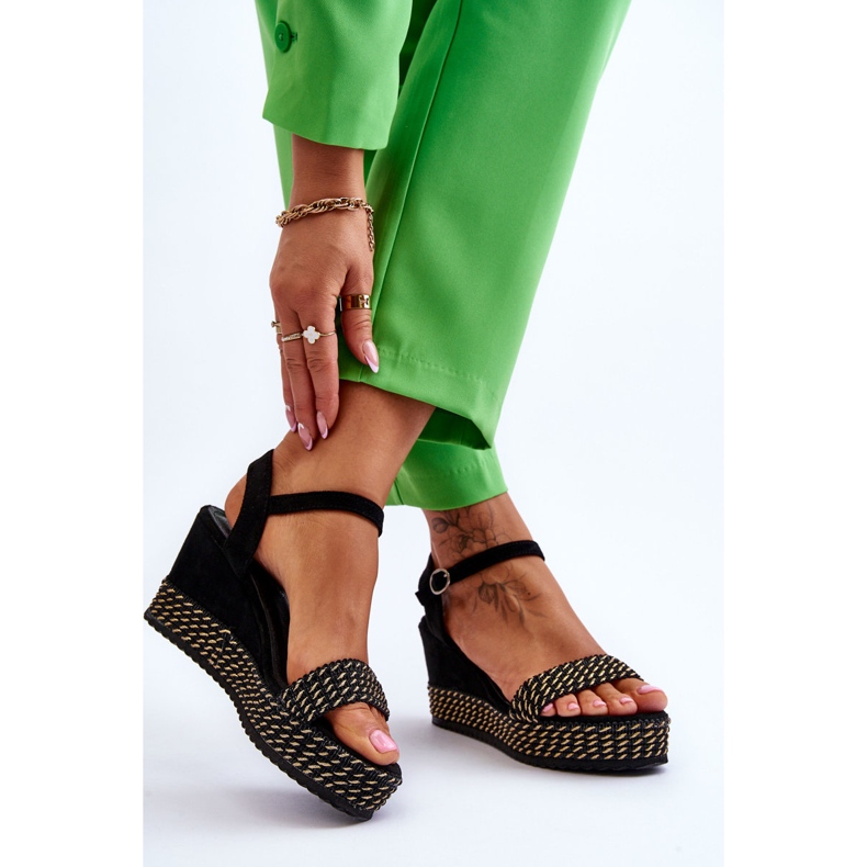 Sandale clasice pentru femei cu pană, negru Malmo 2