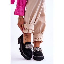 FB2 Mocasini cu platforma impodobiti de dama negri Brenda negru 1