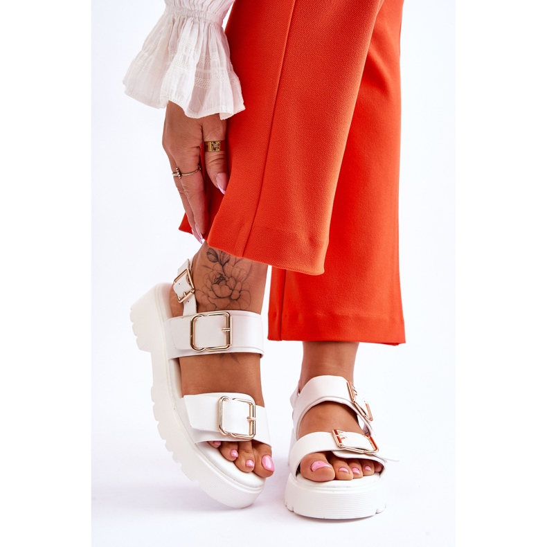 FB2 Sandale Confortabile Piele Albe Alayah 1