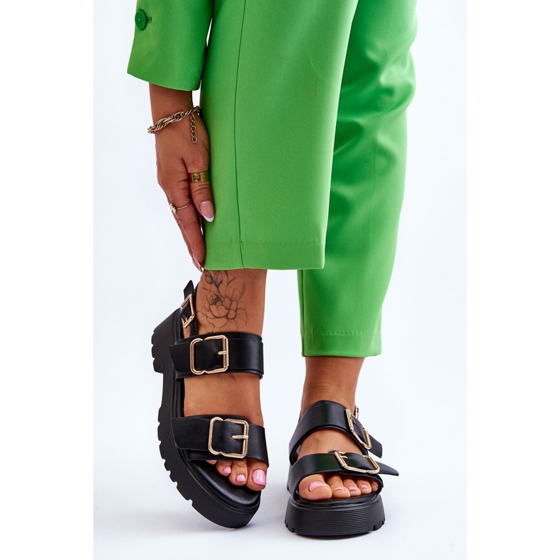 FB2 Sandale Confortabile Piele Negre Alayah negru 1