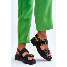 FB2 Sandale Confortabile Piele Negre Alayah negru 2