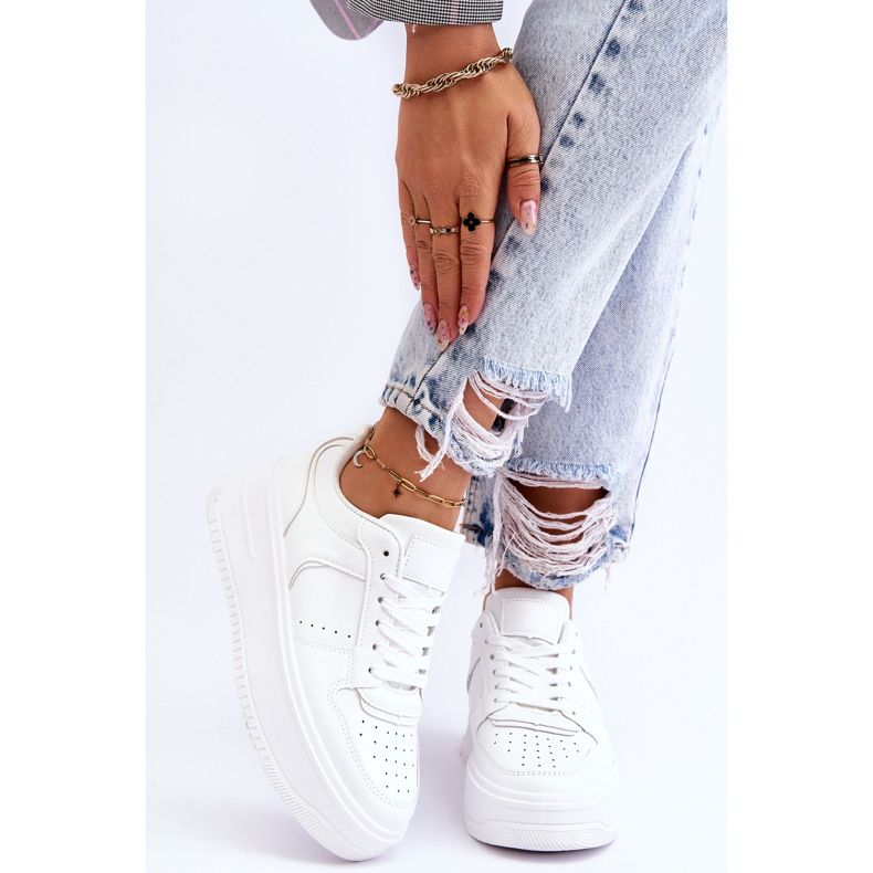 FB2 Pantofi sport albi Bexley High Platform de damă 1