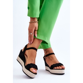 Sandale clasice din piele intoarsa cu pane Denisse negre negru 2 Sandale clasice din piele intoarsa cu pane Denisse negre negru 2