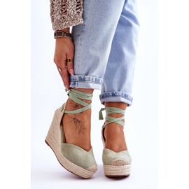 Sandale cu pană cu șireturi pentru femei Bethany Green verde 1