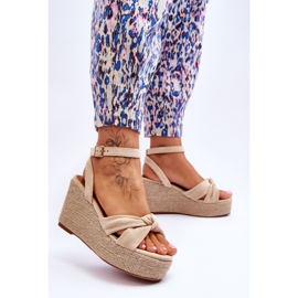 Sandale cu pană damă Kendall bej maro 2