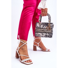 Sandale de damă din piele cu toc alb Seyna 2