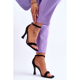 Sandale de damă din piele intoarsa cu toc Black Rousses negru 2