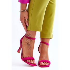 Sandale cu toc înalt fuchsia Rousses pentru femei din piele intoarsa roz 1