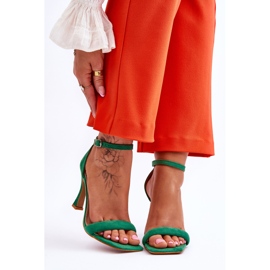 Sandale de damă din piele intoarsa verde Rousses cu toc inalt 1