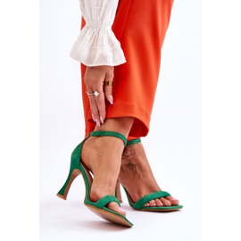 Sandale de damă din piele intoarsa verde Rousses cu toc inalt 2