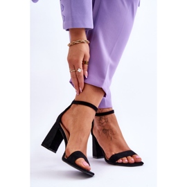 Sandale de damă cu toc stabil negru Lavissa 2