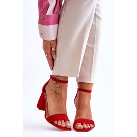FJ1 Sandale de damă cu toc stabil roșu Lavissa 1 FJ1 Sandale de damă cu toc stabil roșu Lavissa 1