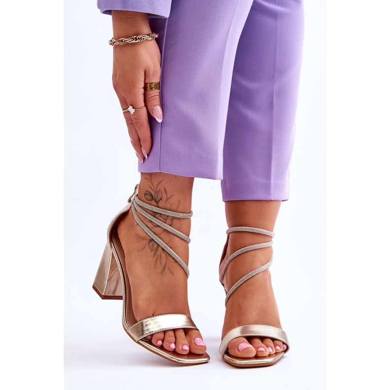 Sandale La Moda Cu Zirconi Carma Aurii de aur 1