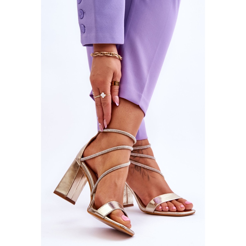 Sandale La Moda Cu Zirconi Carma Aurii de aur 2